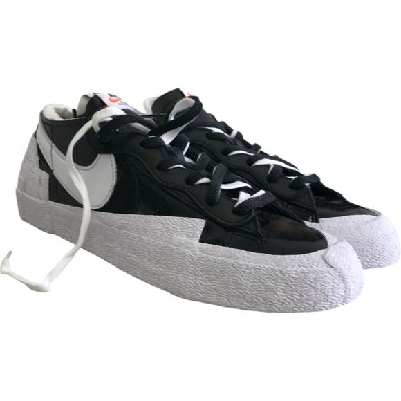 Nike Sacai Blazer Low Sneakers Unisex Size 10/11.5 Shiny Black White DM6443-001 main image 11